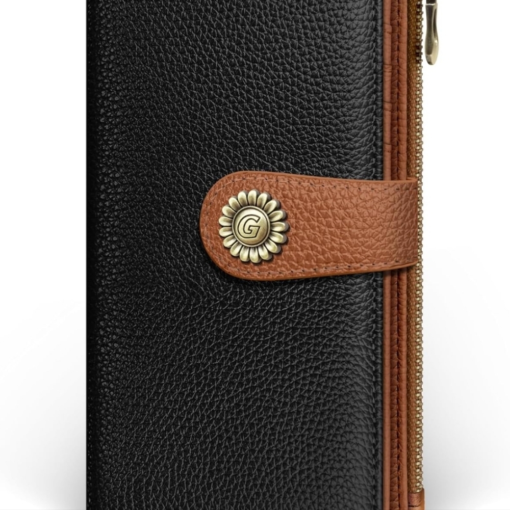 RFID Blocking Black Wallet with Brown Strap - Picture 4 of 6